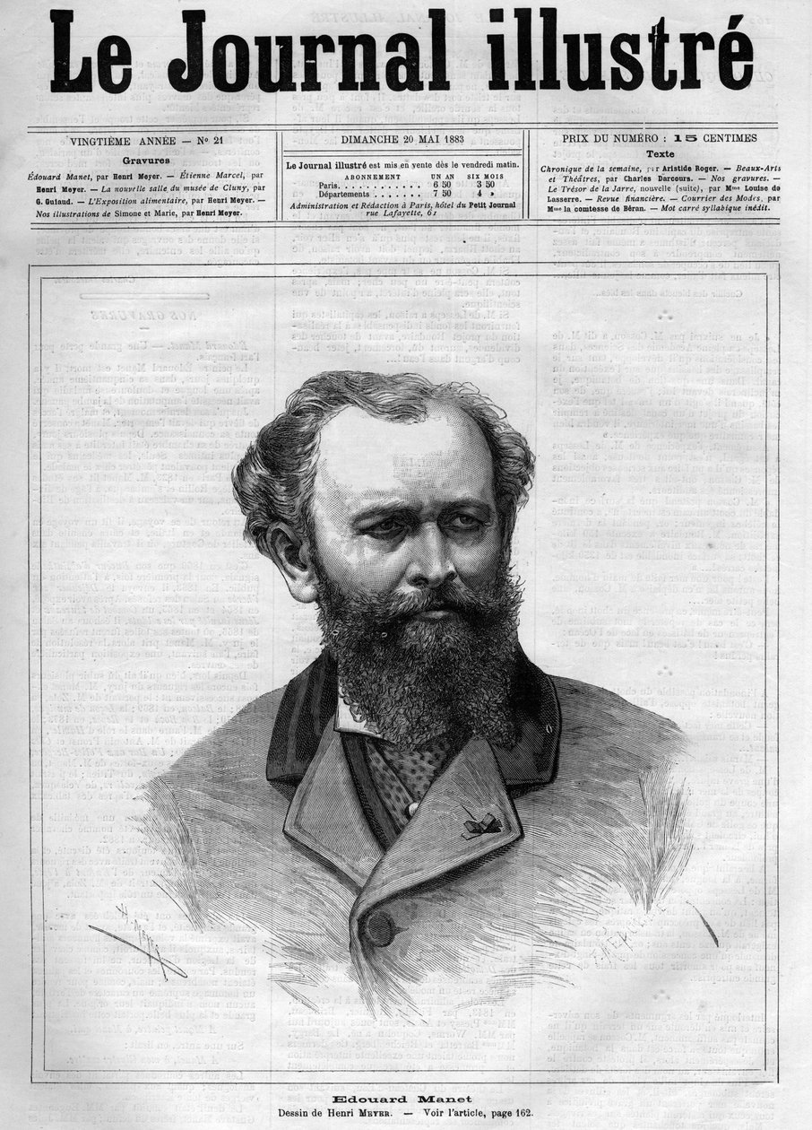 Edouard Manet (1832-1883), francia festő – Az 1883-as „The Illustrous Journal” címlapja – Henri Meyer (1844-1899) rajza alkotó: Henri Meyer