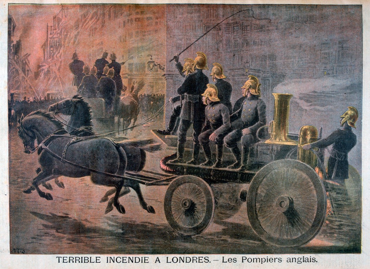 Angol tűzoltók vészhelyzetbe, 1897 alkotó: Henri Meyer