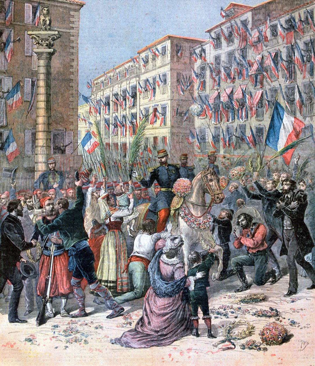 A franciák bevonulása Milánóba, 1859. június 8., 1893 alkotó: Henri Meyer