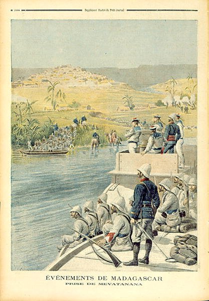 Madagaszkári események: Mevatanana elfoglalása, illusztráció a Le Petit Journalból, 1895. június 30. alkotó: Henri Meyer