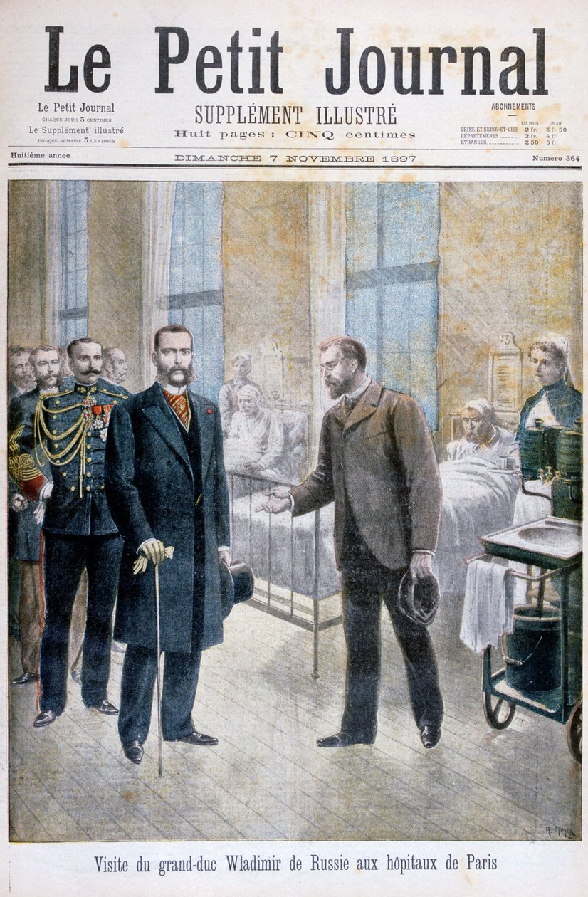 Vlagyimir orosz nagyherceg egy párizsi kórházba látogat, 1897 alkotó: Henri Meyer