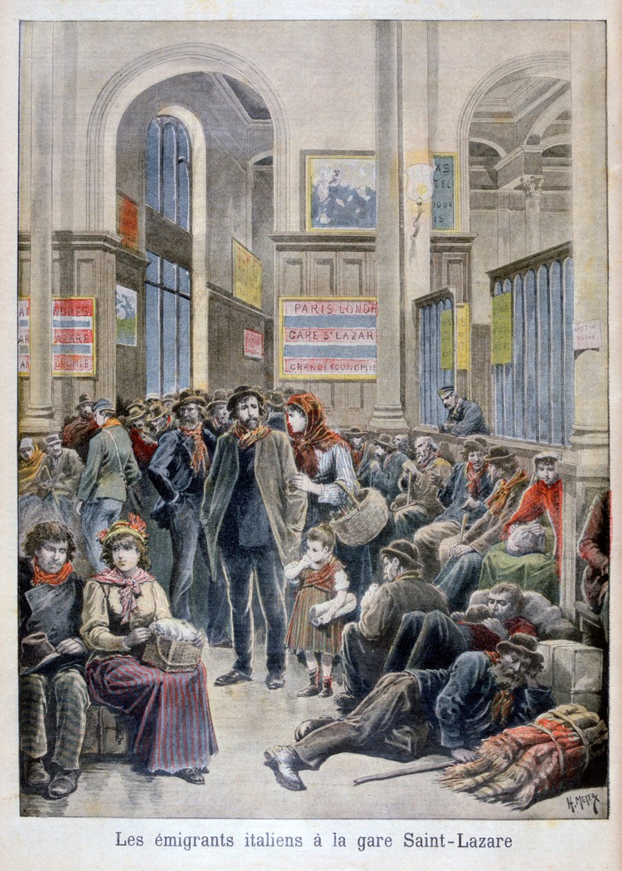 Olasz emigránsok a párizsi Gare Saint-Lazare-ban, 1896 alkotó: Henri Meyer
