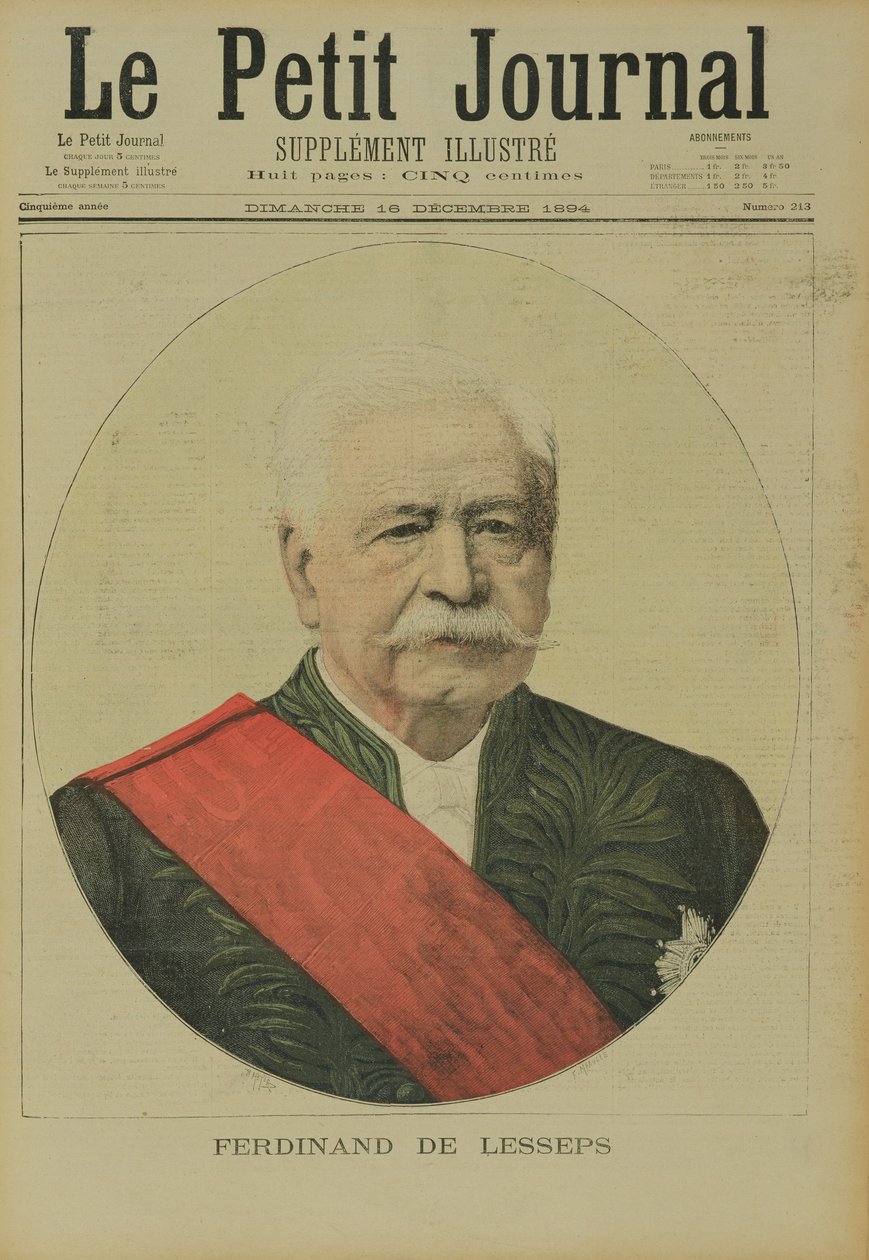 Ferdinand Marie de Lesseps (1805-94) portréja a Le Petit Journalból, 1894. december 16. alkotó: Henri Meyer