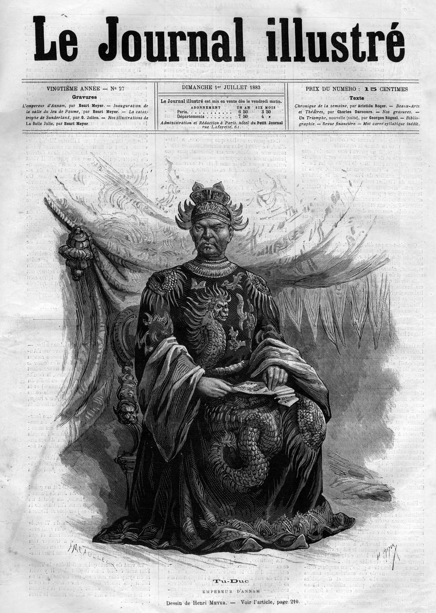 Tu-Duc (Tu Duc) (1830-1883) Annam császárának (1848-1883) portréja - A „The Illustrous Diary” címlapja 1883-ból - Henri Meyer (1844-1899) rajza alkotó: Henri Meyer