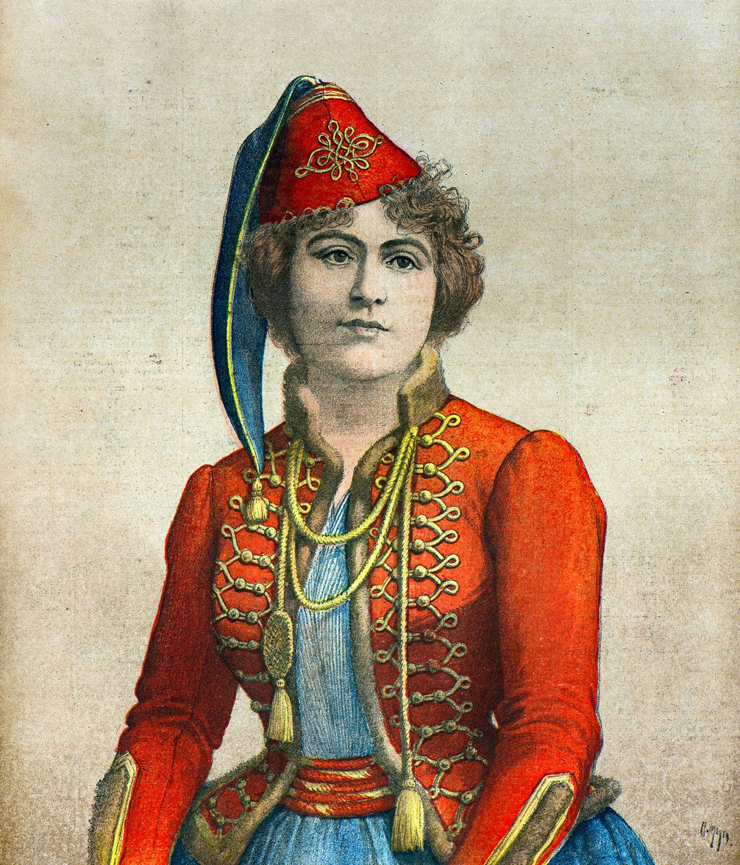 Marie Delna színésznő portréja alkotó: Henri Meyer