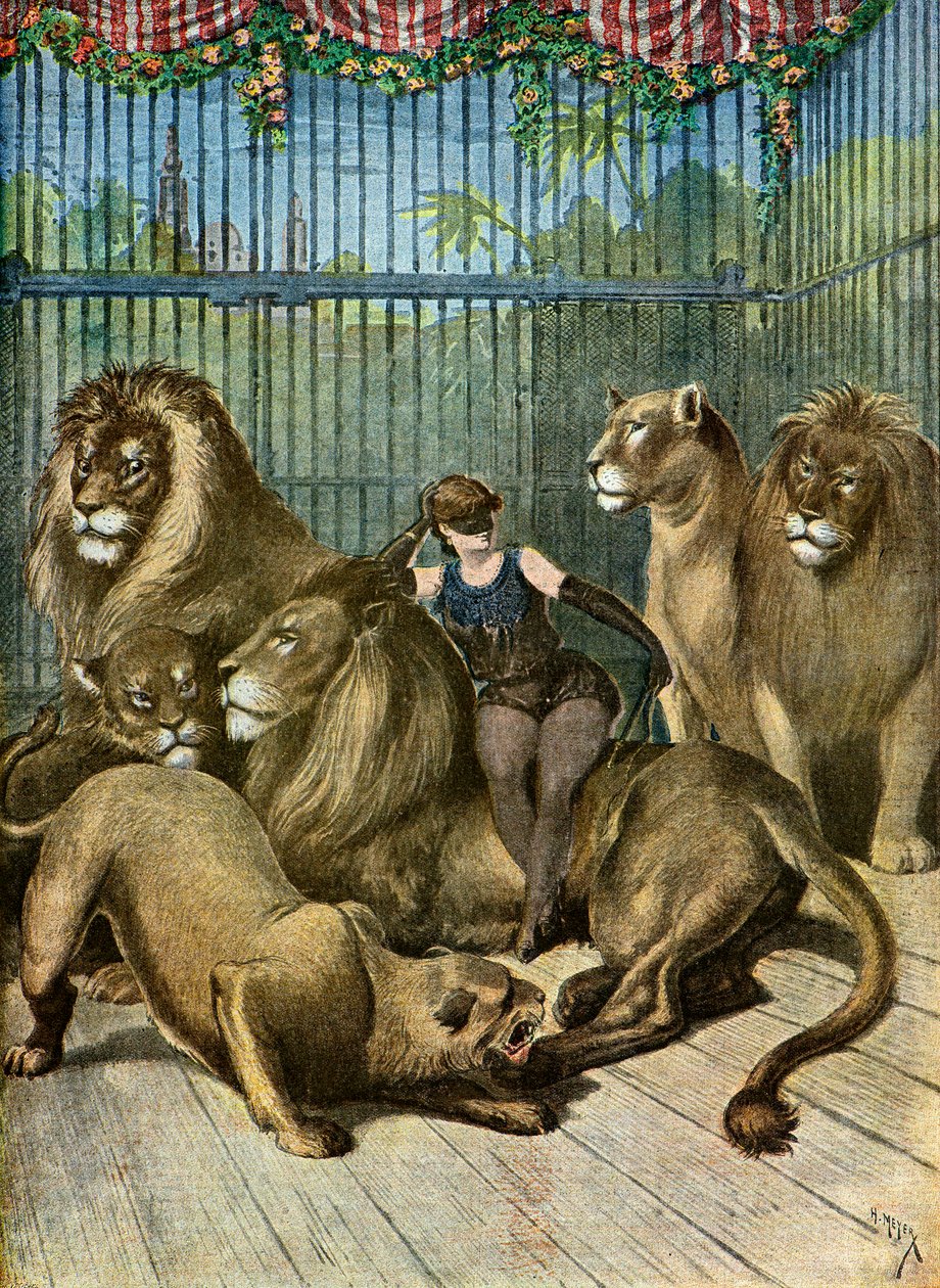 X*** grófnő és oroszlánjai portréja,1895 (Illusztráció) alkotó: Henri Meyer