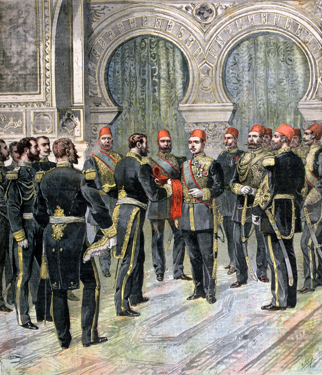 A Becsületlégió nagy kordonjának visszaadása az egyiptomi Új Khedivéhez, 1892 alkotó: Henri Meyer