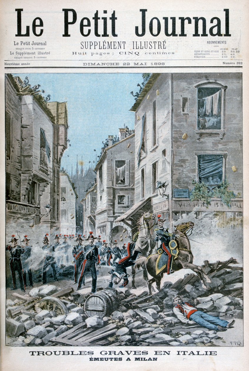 Súlyos zavargások és zavargások Milánóban, Olaszországban, 1898 alkotó: Henri Meyer