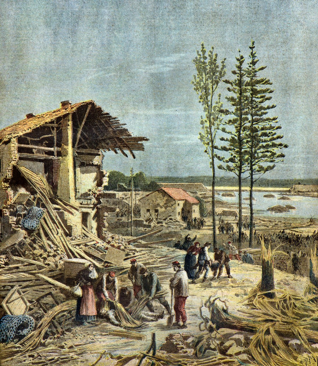 A Bouzey-katasztrófa,1895 (Illusztráció) alkotó: Henri Meyer
