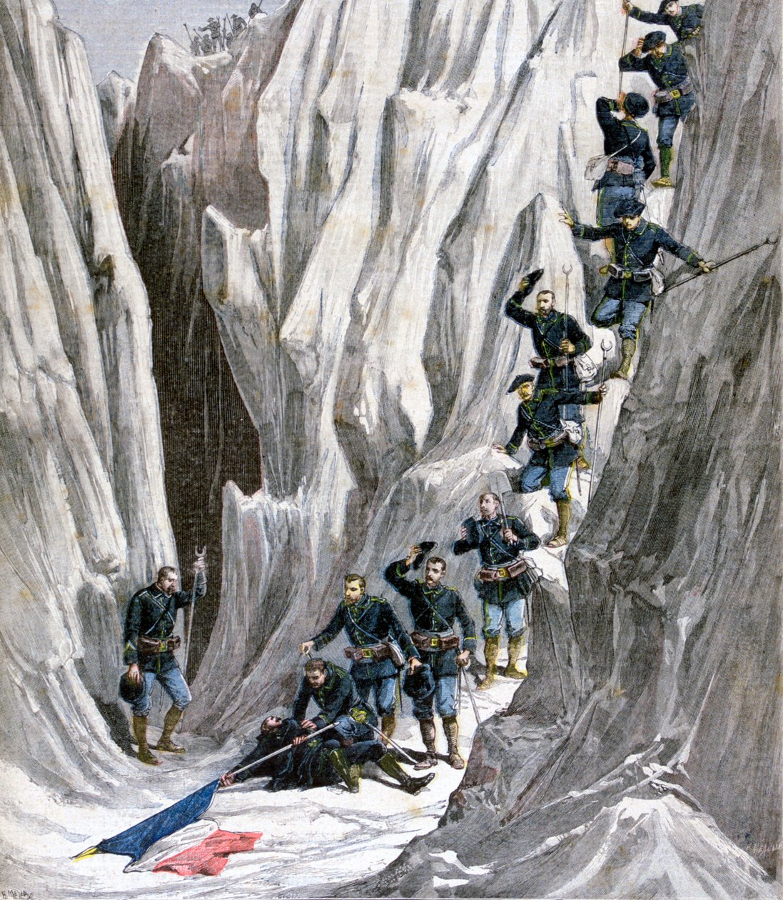 Bujon hadnagy felfedezett holtteste, Francia Alpok, 1891 alkotó: Henri Meyer