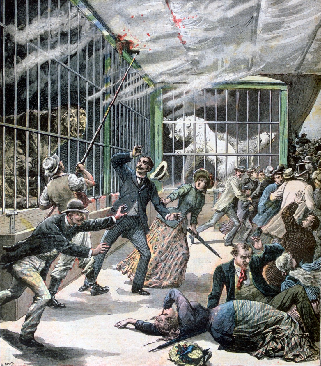 Az incidens a menazsériában, Montceau-les-Mines, Franciaország, 1891 alkotó: Henri Meyer