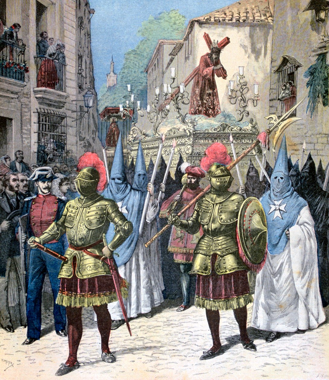 Nagypénteki körmenet, nagyhét, Sevilla, 1891 alkotó: Henri Meyer