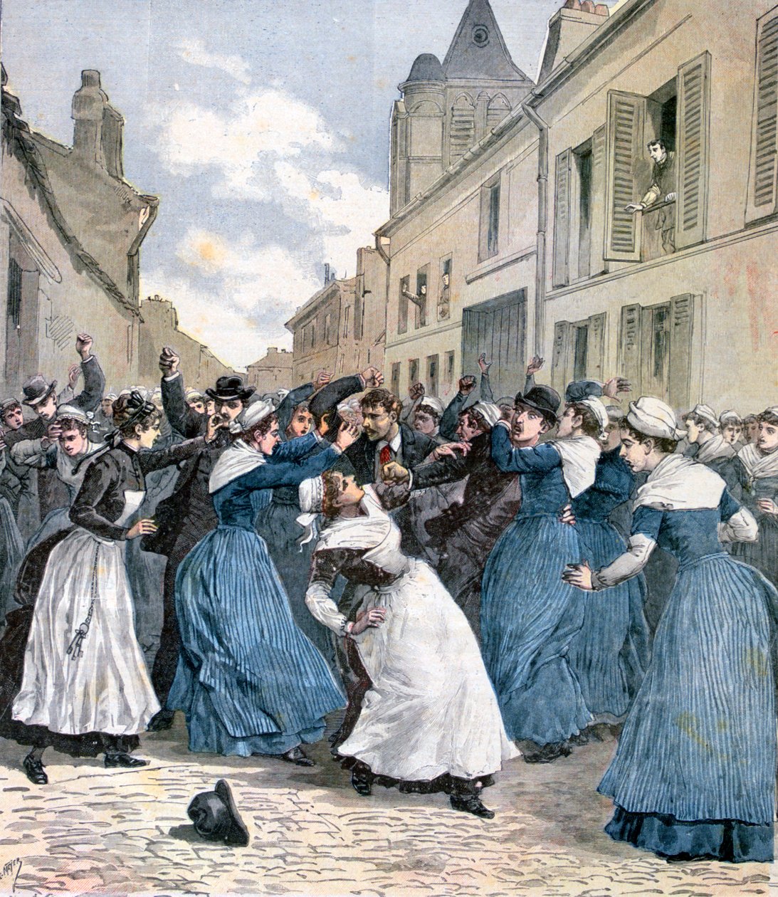 Az őrültek elhurcolása Villejuifban, Párizsban, 1891 alkotó: Henri Meyer