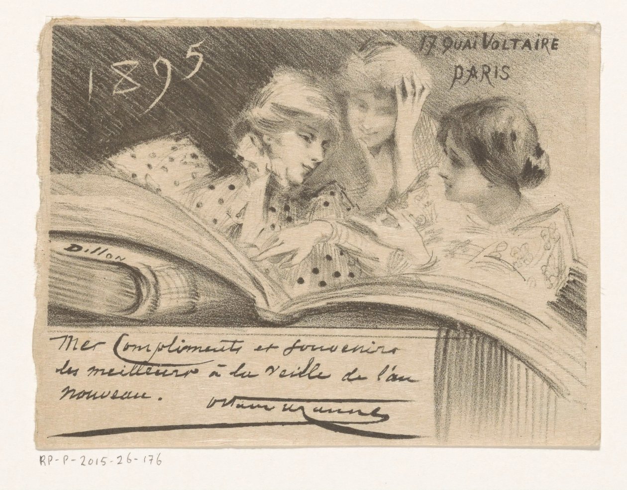 Octave Uzanne újévi kívánsága 1895-re alkotó: Henri Patrice Dillon