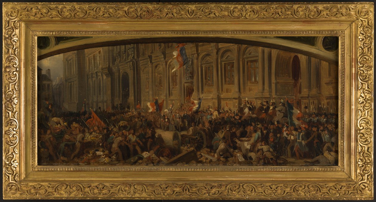 Lamartine visszatolja a vörös zászlót a Hôtel de Ville-ben, február 25. alkotó: Henri Philippoteaux