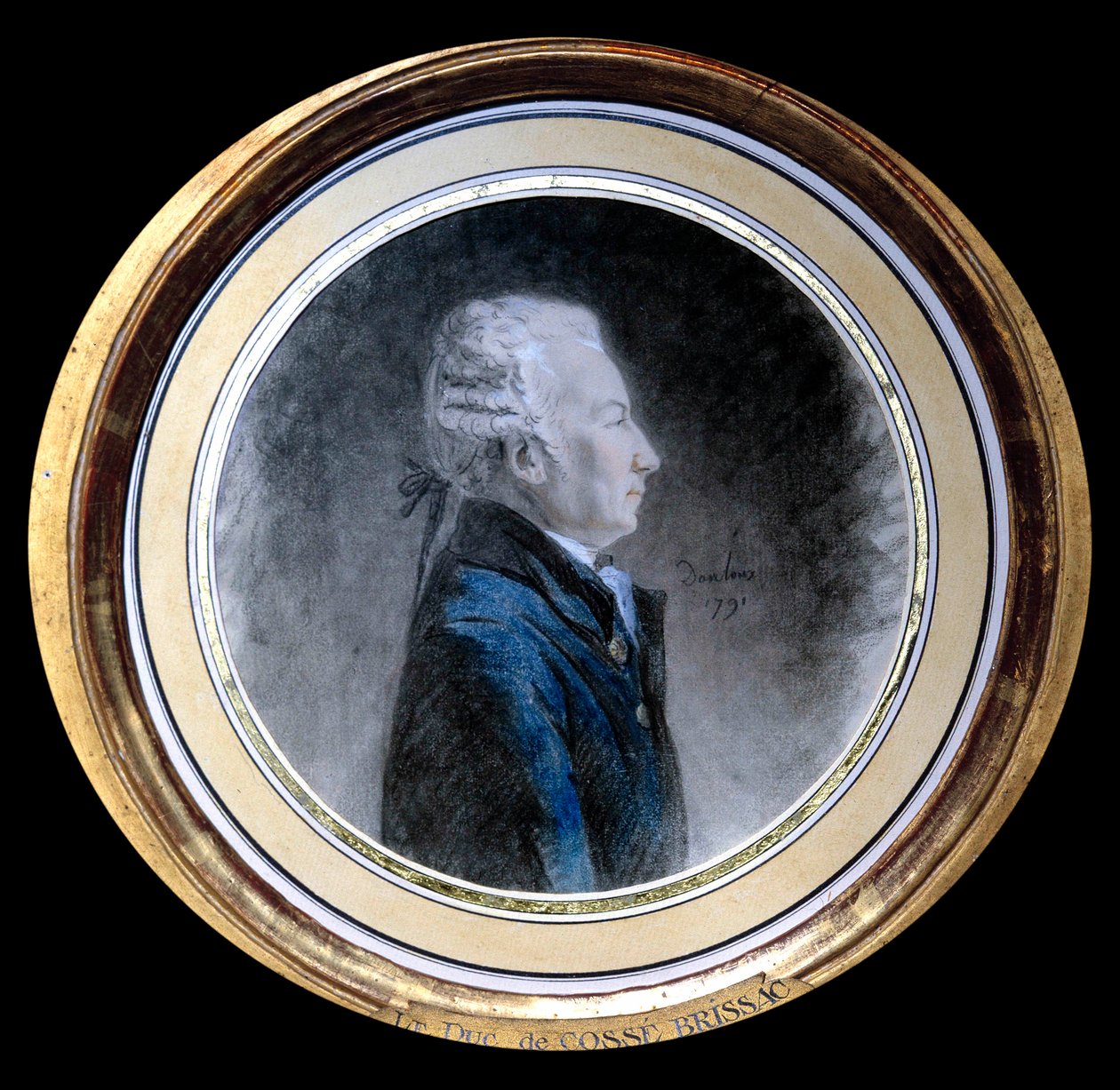 Louis Hercule Timoleon de Cosse (Cosse-Brissac) (1734-1792), Brissac hercegének portréja Franciaország nagy kosárkészítője és Párizs kormányzója a francia forradalom idején. Henri Pierre Danloux-nak (1753-1809) tulajdonított akvarell. 1791 alkotó: Henri Pierre (attr. to) Danloux