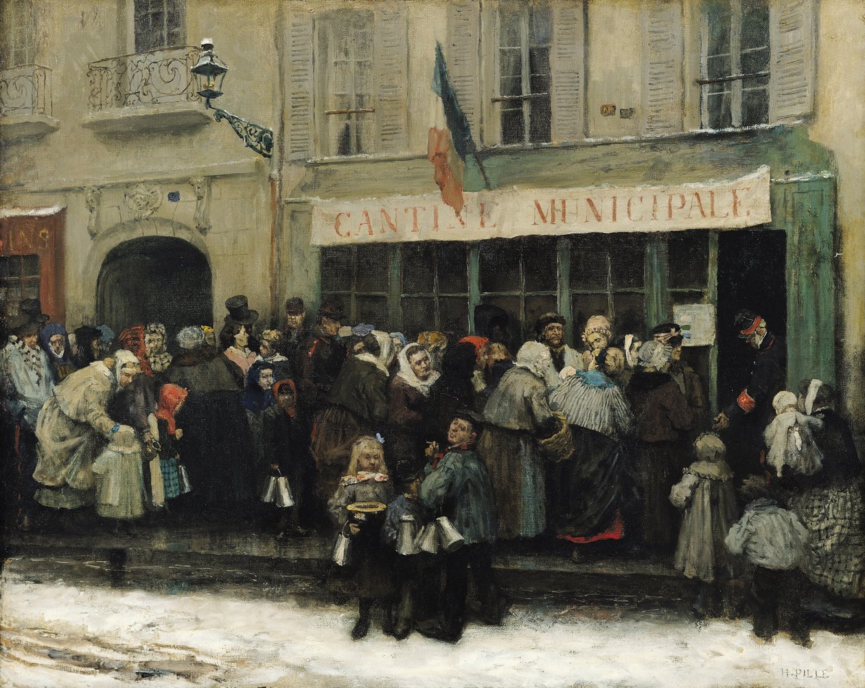 Leveskonyha Párizs ostroma idején, 1870 után (olaj, vászon) alkotó: Henri Pille
