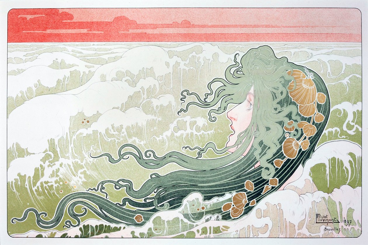La Vague (A hullám) poszter, Henri Livemont alkotó: Henri Henri Antoine Théodore Livemont