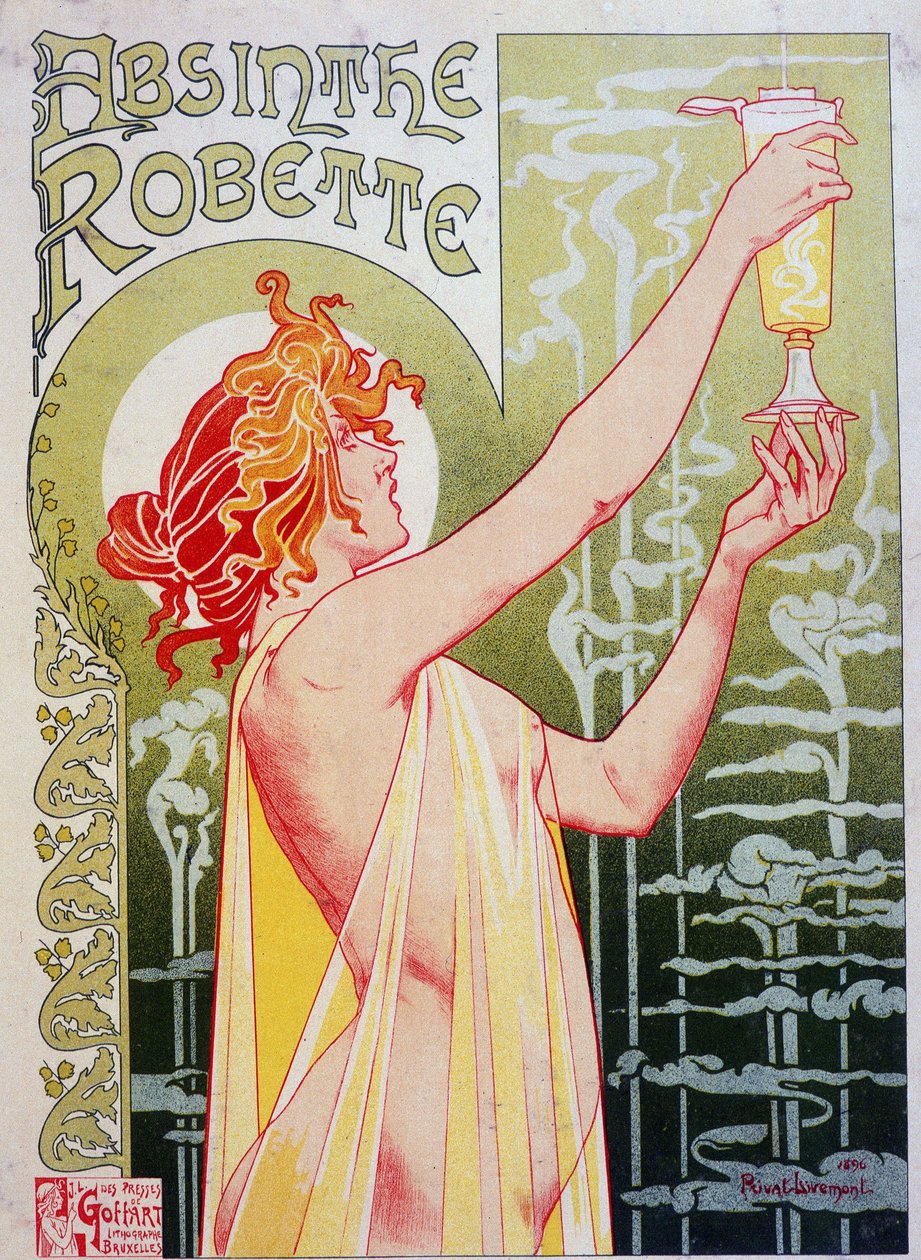 Az „Absinthe Robette” reklámplakátja, Privat Livemont alkotó: Henri Henri Antoine Théodore Livemont
