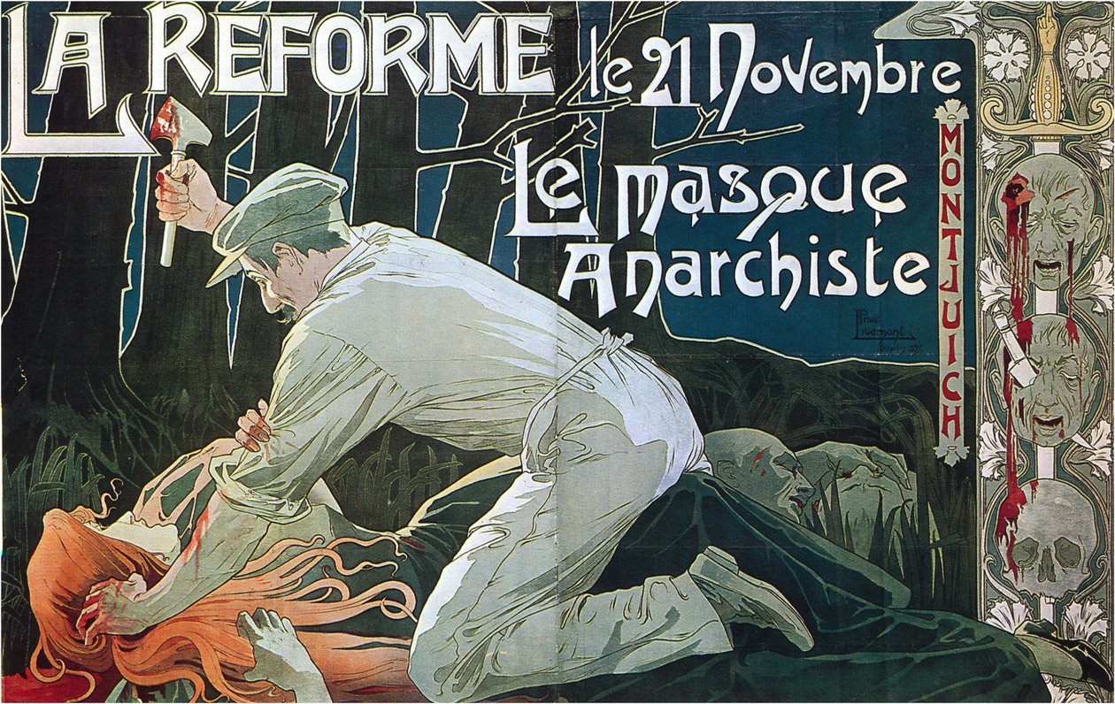 A reformáció november 21-én, az anarchista maszk, 1897 alkotó: Henri Henri Antoine Théodore Livemont