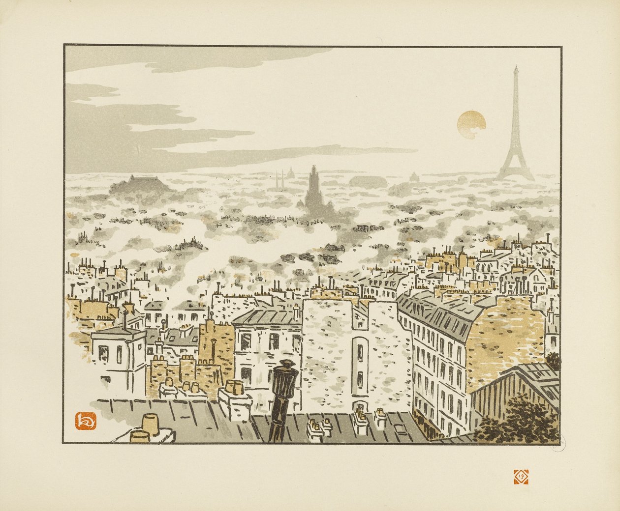 Az Abbesses utcából [Az Eiffel-torony harminchat látképe] alkotó: Henri Rivière