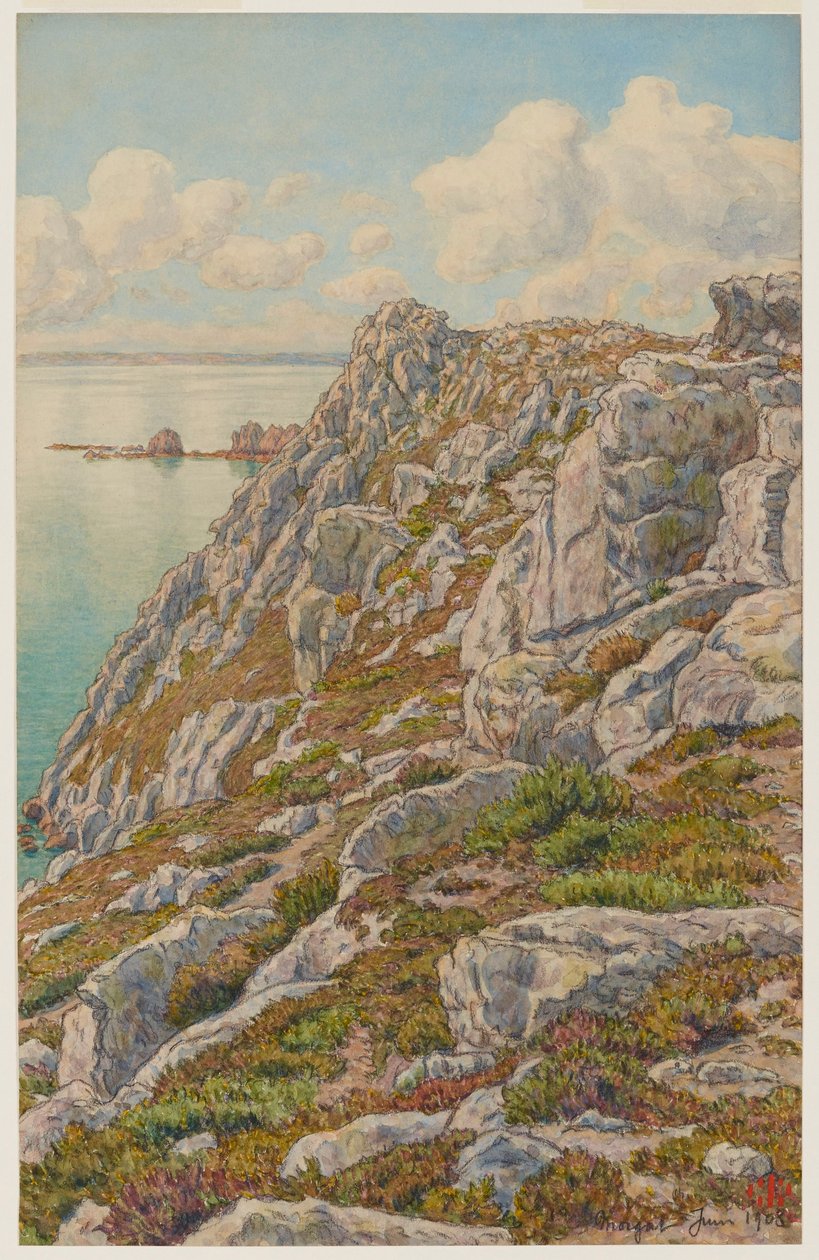 Klippen der Île Vierge. Bucht von Douarnenez. Morgat alkotó: Henri Rivière