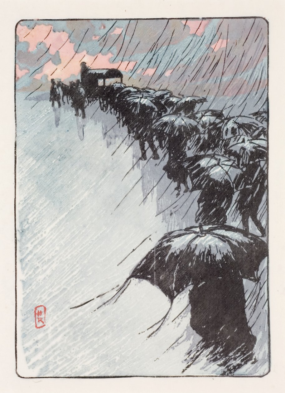 Temetés esernyőkkel alkotó: Henri Rivière