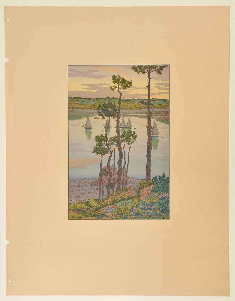 Die Ufer des Trieux in der Dämmerung alkotó: Henri Rivière
