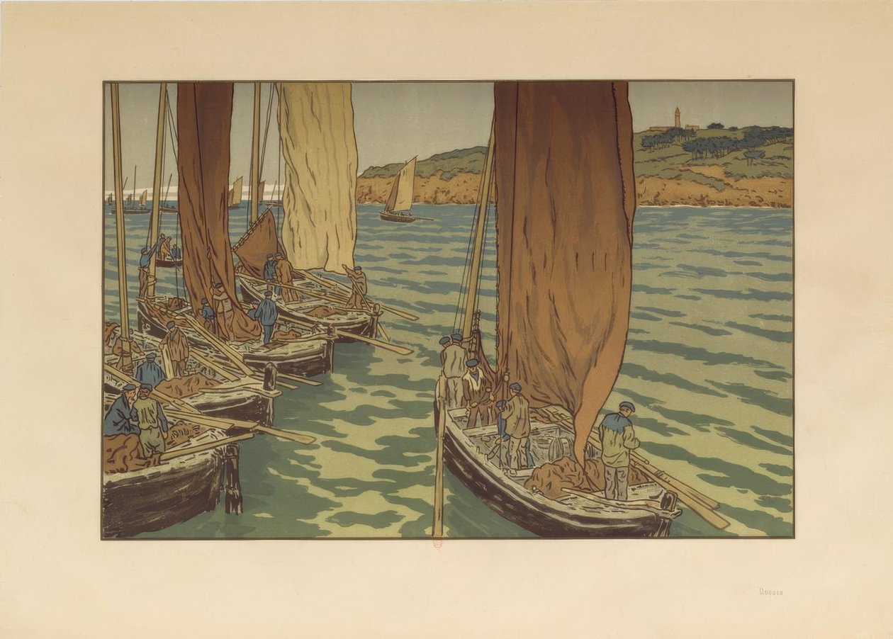 A hajók indulása Tréboulban alkotó: Henri Rivière