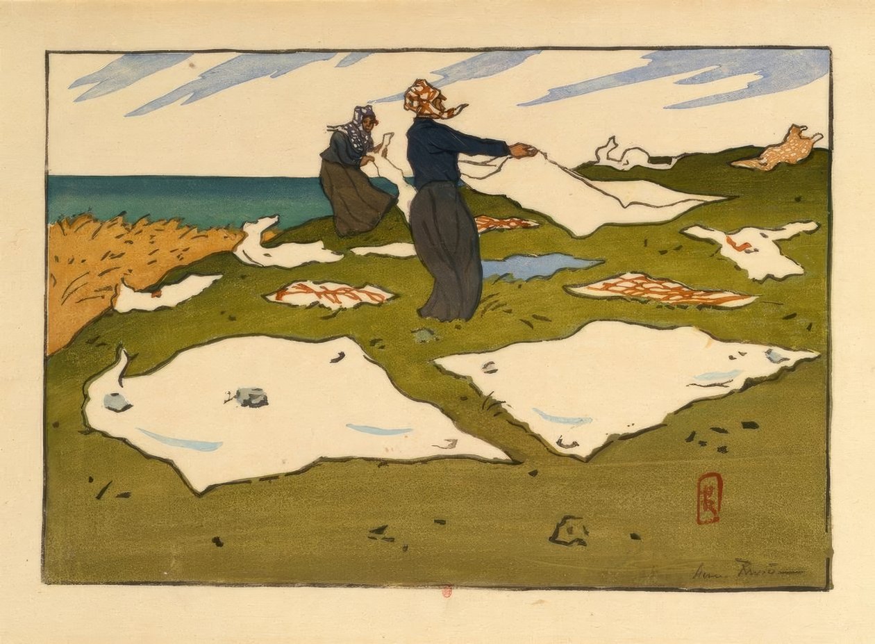 Mosodat szárító nők (Saint-Briac) alkotó: Henri Rivière