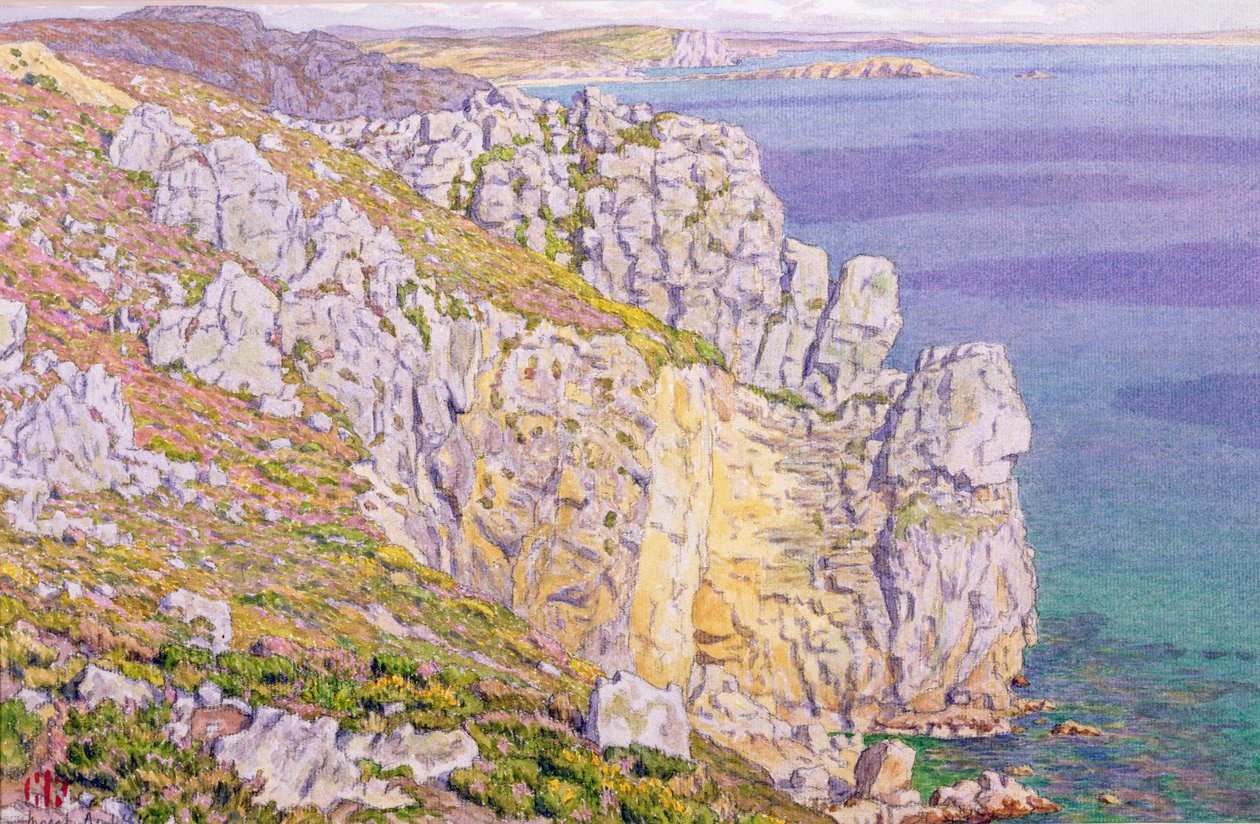 Morgat, Port Haor sziklái (akvarell papíron) alkotó: Henri Rivière