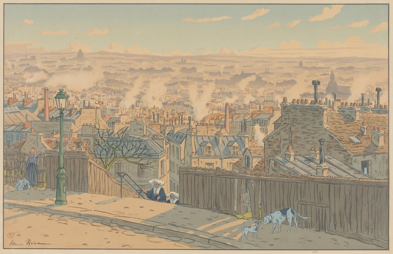 Párizsi tájak: Párizs a Montmartre felől nézve alkotó: Henri Rivière
