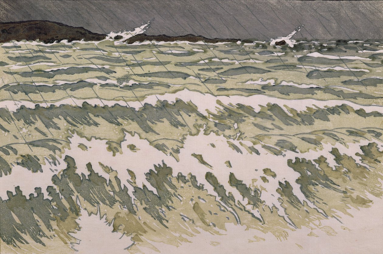 Eső a tengeren (akvarell papíron) alkotó: Henri Rivière