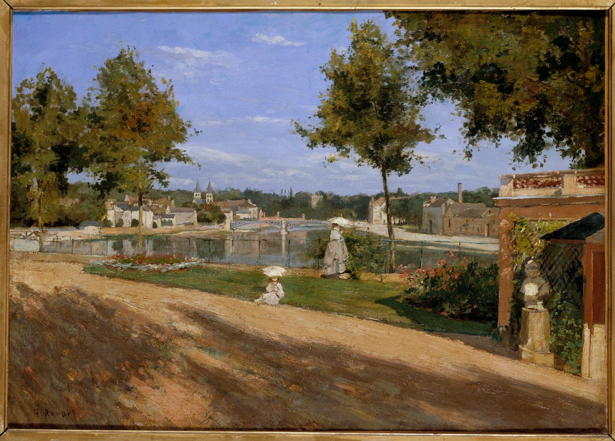 A Szajna melletti terasz Melunnál Henri Rouart (1833-1912) festménye 1880 V. 0,46x0,65 m Párizs, Muse d