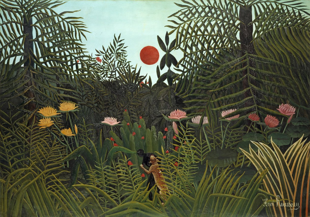 Fekete embert megtámadt egy jaguár, 1910 alkotó: Henri Rousseau