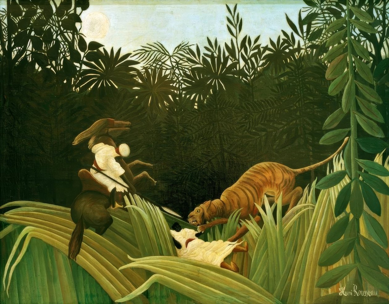 A felderítőket egy tigris támadta meg alkotó: Henri Rousseau