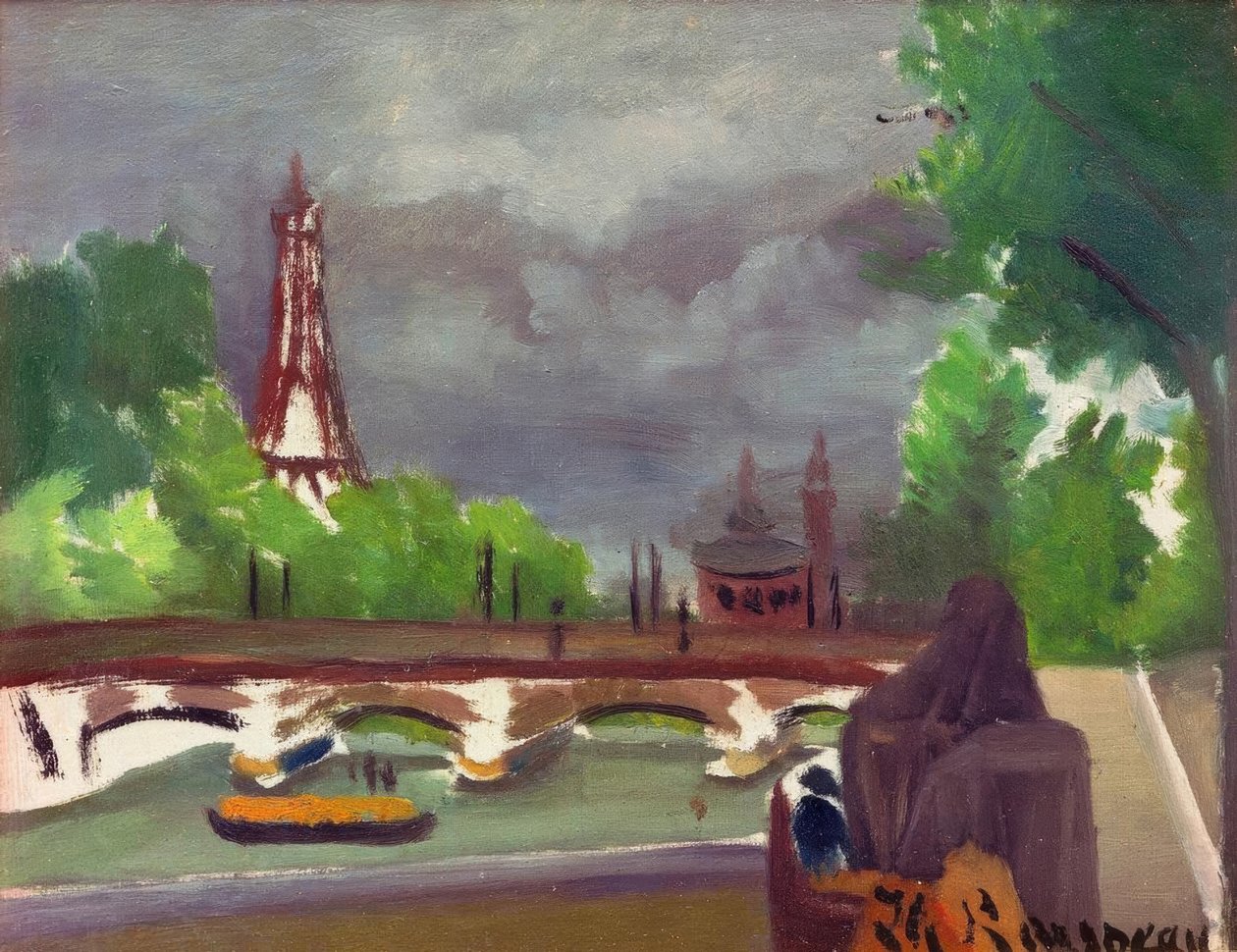Vázlat, kilátás az Eiffel-toronyra és a Trocadero-ra alkotó: Henri Rousseau