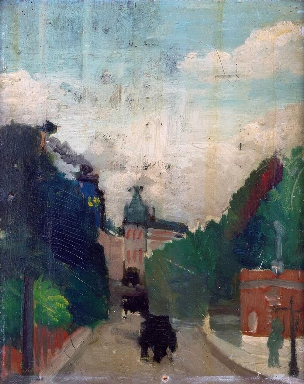 Vázlat, kilátás a Fővárosi Palotára alkotó: Henri Rousseau