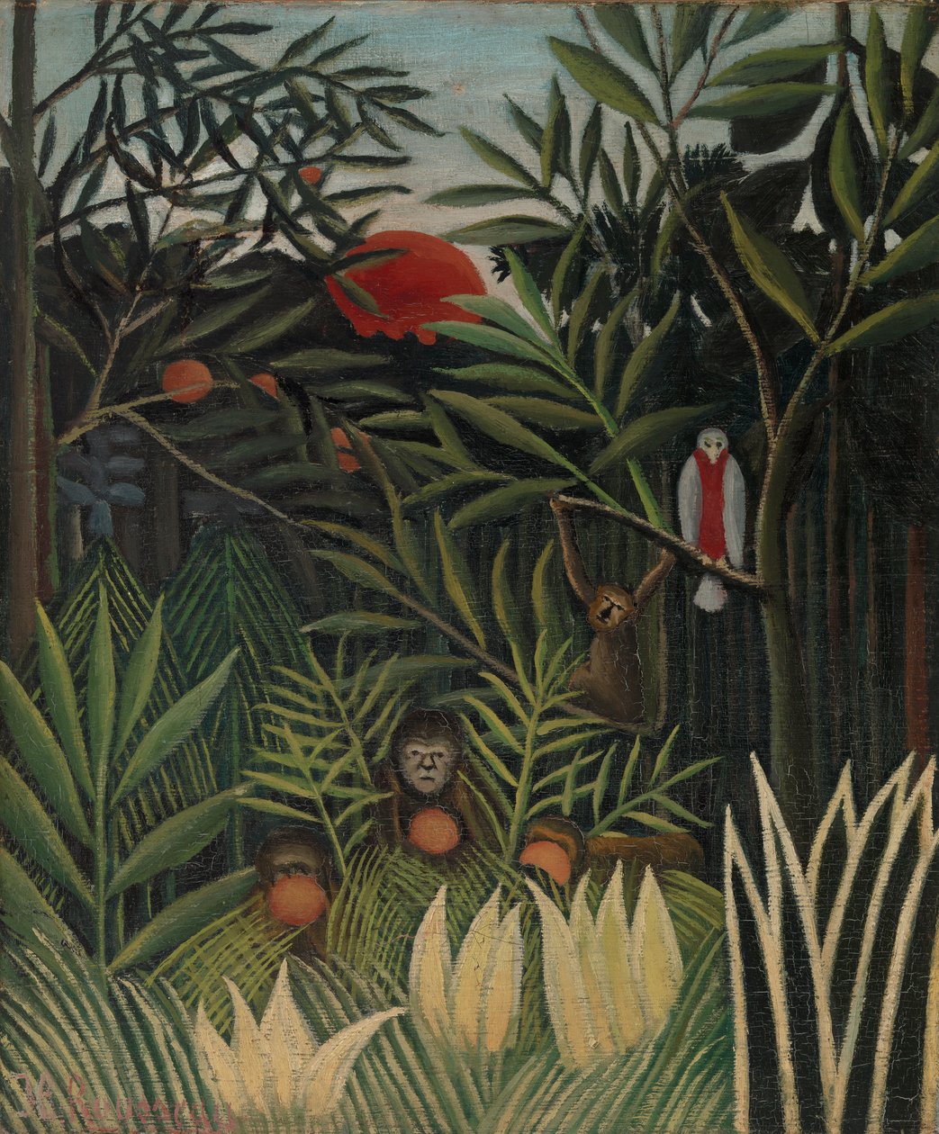 Majmok és papagáj a szűz erdőben alkotó: Henri Rousseau