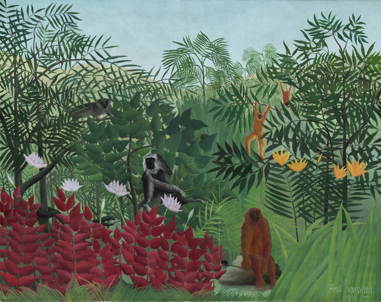 Trópusi erdő majmokkal alkotó: Henri Rousseau