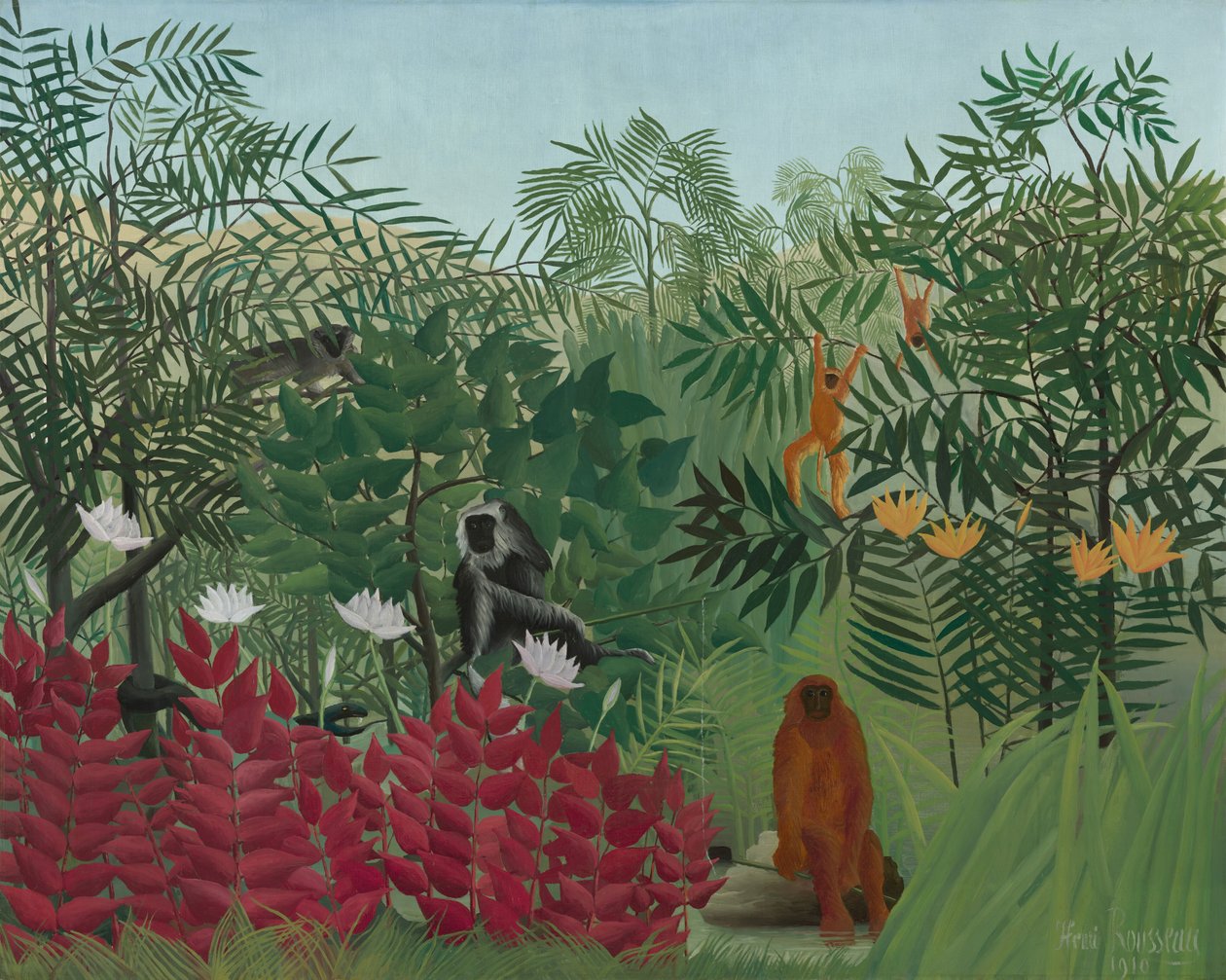 Trópusi erdő majmokkal alkotó: Henri Rousseau