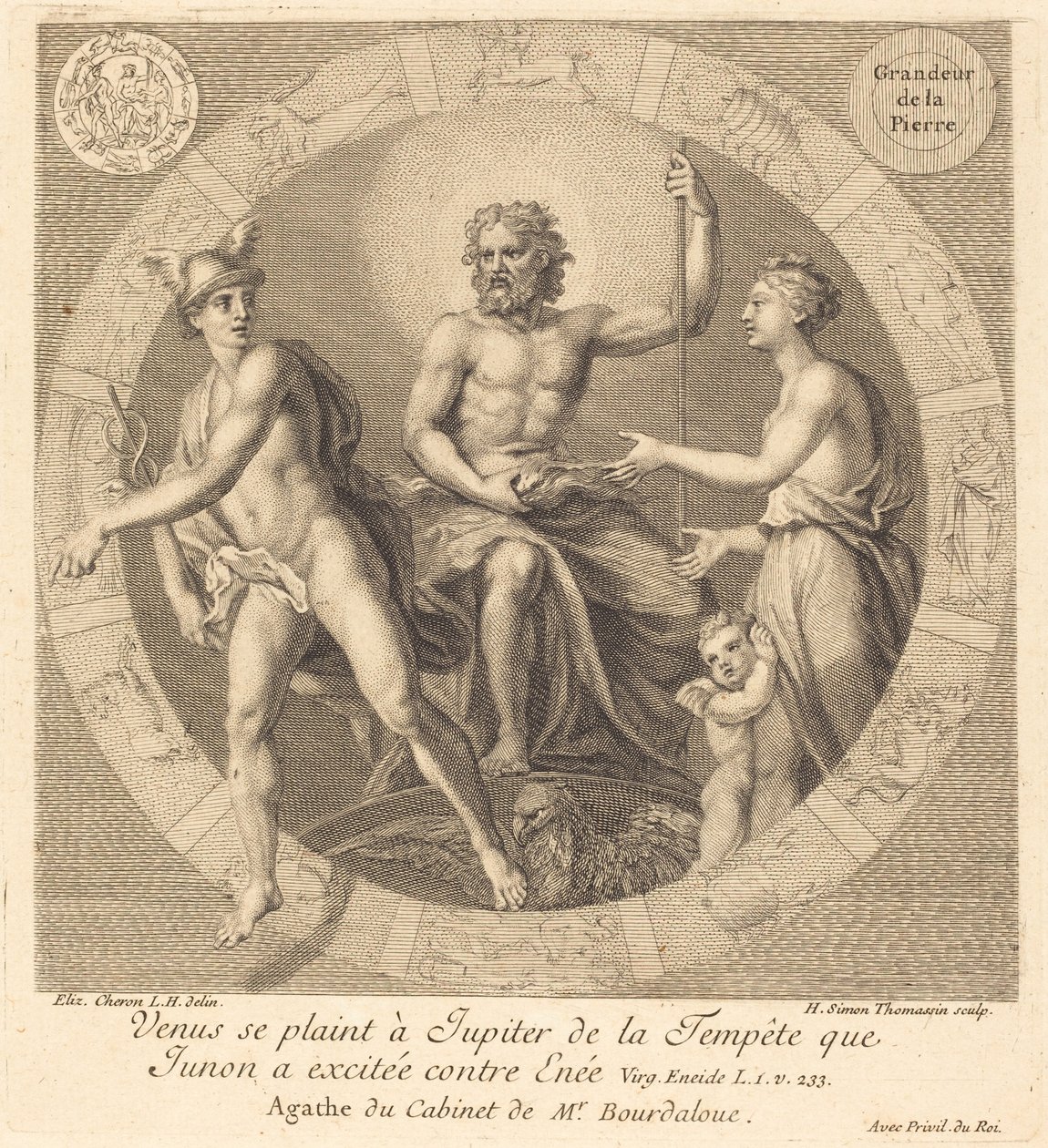 Vénusz panaszkodik Jupiternek a vihar miatt, amelyet Juno kavart Aeneas ellen alkotó: Henri Simon Thomassin after Elisabeth Sophie Cheron
