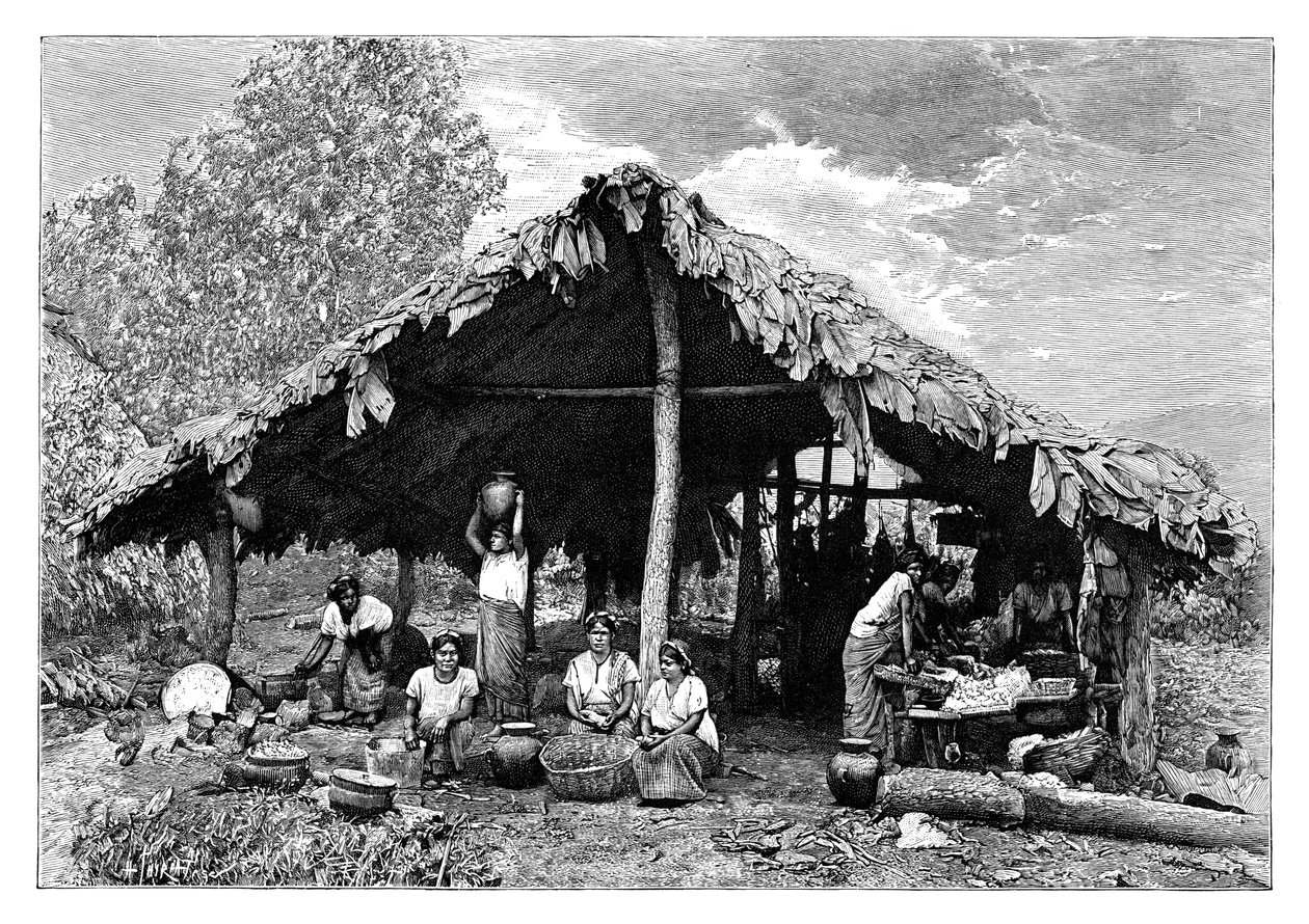 Indián nők a forró vidékekről a Csendes-óceán lejtőjén, Közép-Amerika, 1890 alkotó: Henri Thiriat