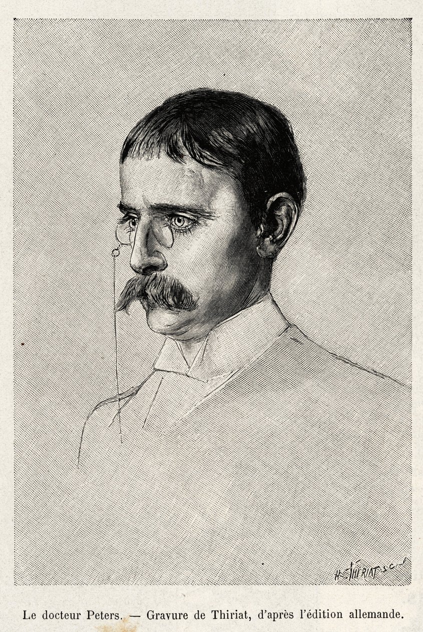 Dr. Carl Peters (1856-1918) német felfedező portréja. Thiriat metszete az „Au secours d