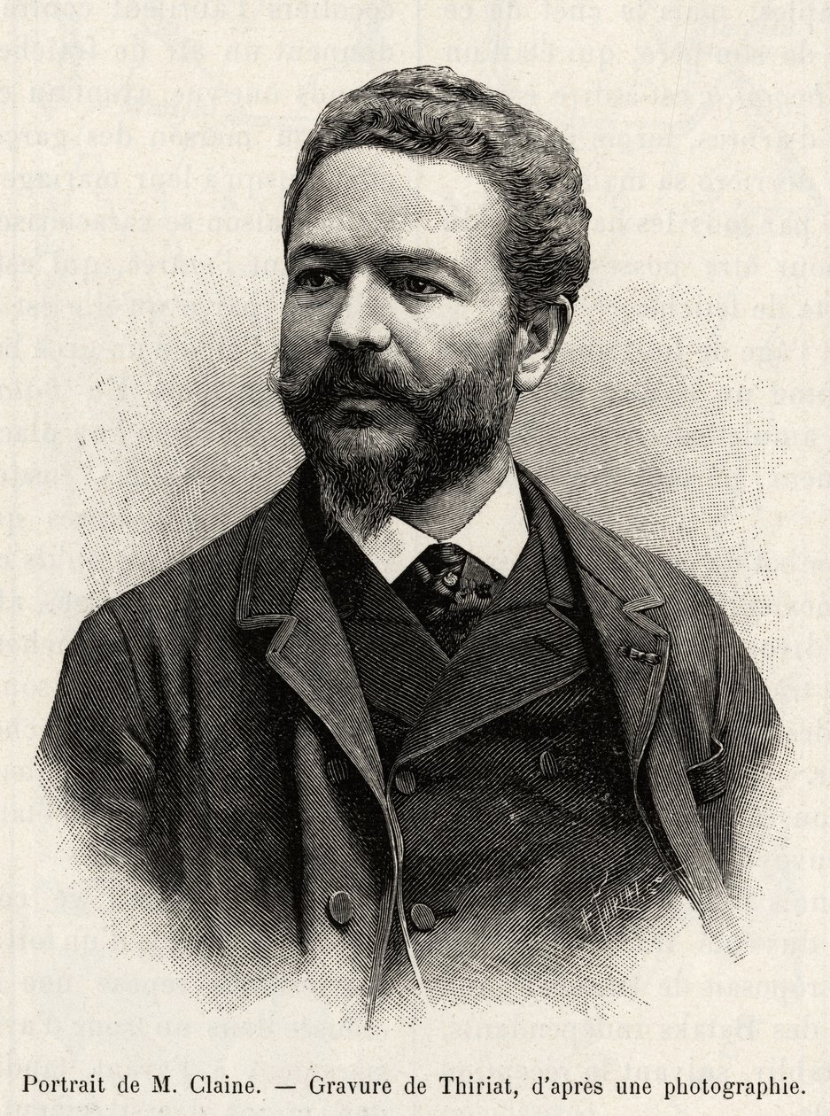 Jules Claine (1856-1939), felfedező és diplomata, a történet szerzője portréja. Thiriat metszet az „Egy év Malajziában” című történet illusztrálására, Jules Claine (1856-1939) alkotó: Henri Thiriat