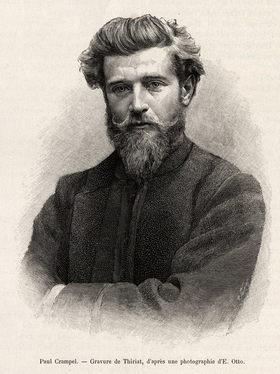 Paul Crampel (1864-1891), Közép-Afrika francia felfedezőjének portréja. Henri Thiriat metszete a „Crampel misszió” című történet illusztrálására, Albert Nebout (1862-1939), 1890-ben, a Le tour du Monde 1892-ben, rendezte Edouard Charton (1807-1891), H alkotó: Henri Thiriat