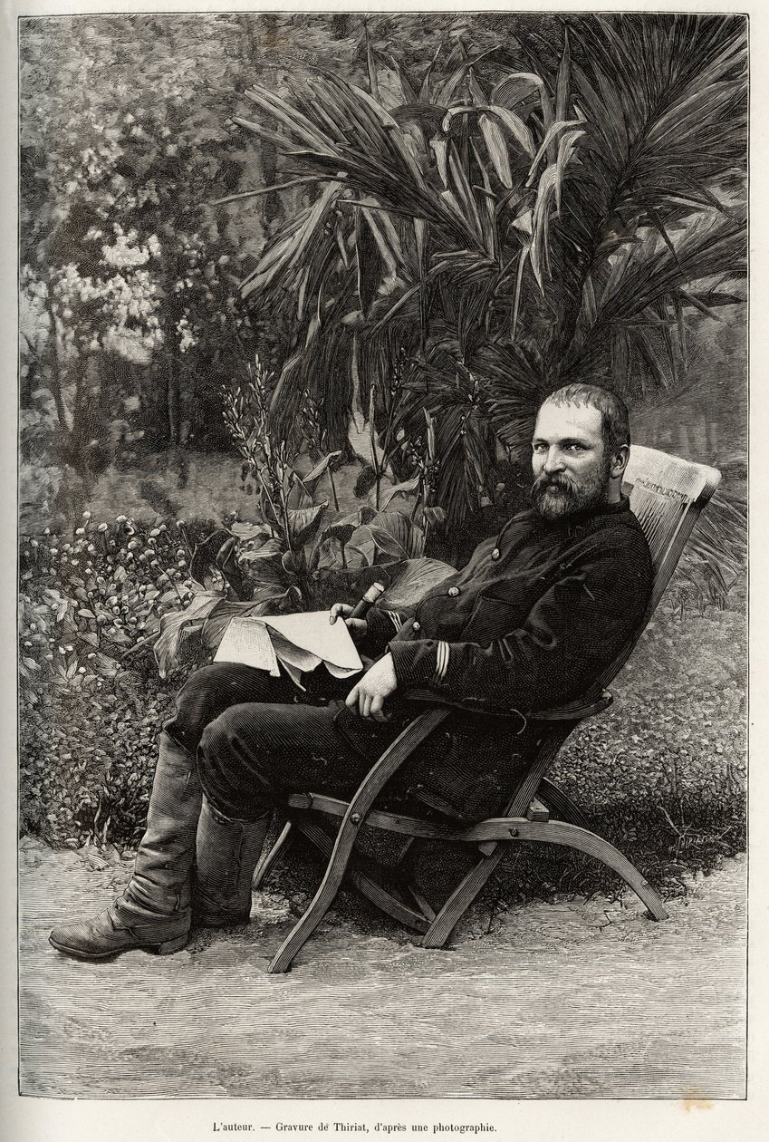 A szerző portréja Dr. Charles Edouard Hocquard (1853-1911), 1. osztályú orvos szakos. Thiriat metszete Dr. Charles Edouard Hocquard (1853-1911) „Trente mois au Tonkin” című történetének illusztrálására, 1885-ben a Le tour du monde, új folyóiratban alkotó: Henri Thiriat