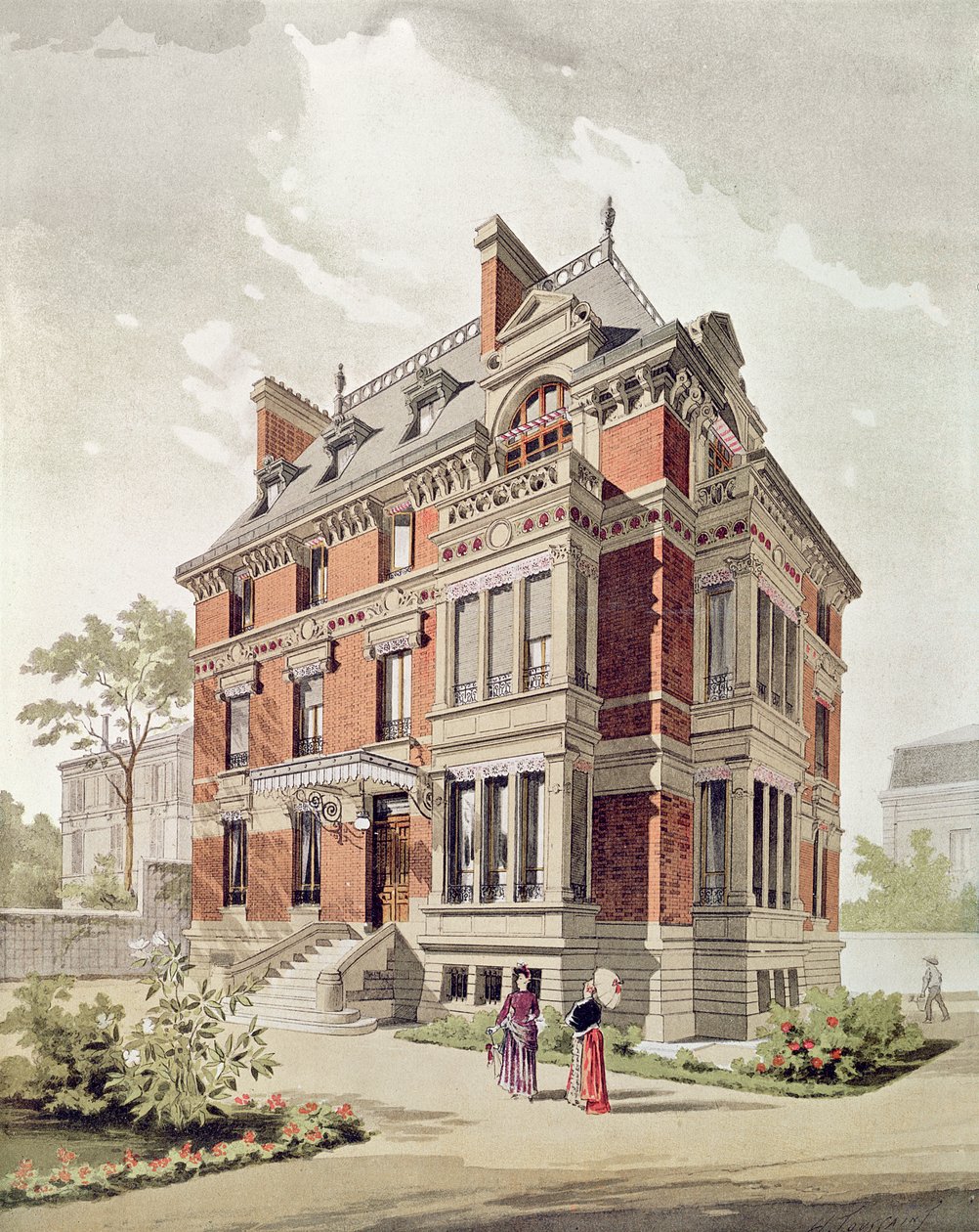Villa projekt, 19. század vége (tinta és gouache papíron) alkotó: Henri Toussaint