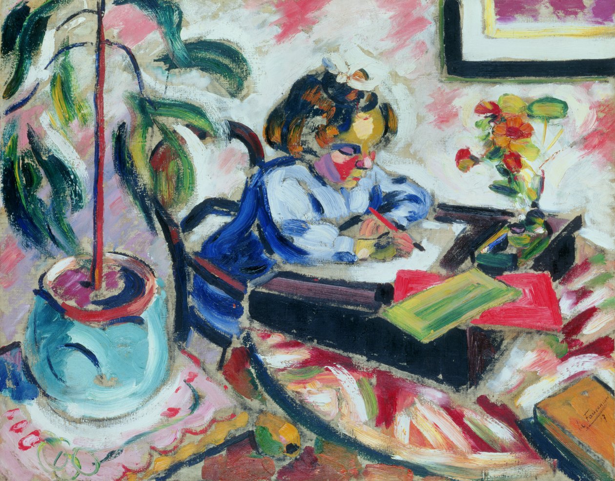 Kis iskoláslány alkotó: Henri Victor Gabriel Le Fauconnier