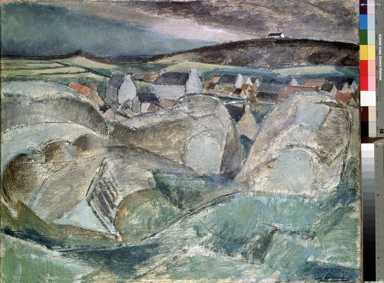 Falu a sziklák között. Henri Victor Gabriel Le Fauconnier (1881-1946) festménye alkotó: Henri Victor Gabriel Le Fauconnier